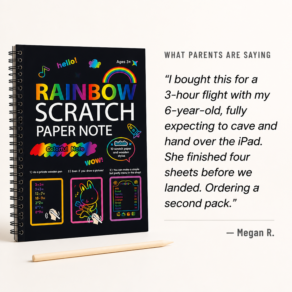 VividDreams™ Scratch Art Notebook — Swap Screen Time for Calm, Clean Rainbow Moments