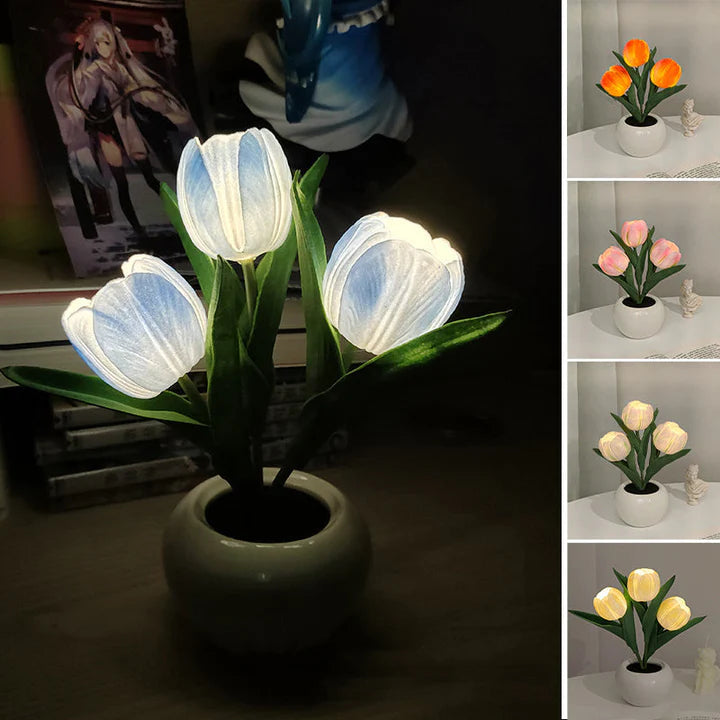 Tulip LED Desk Lamp in Ceramic Vase – Cozy Ambient Glow