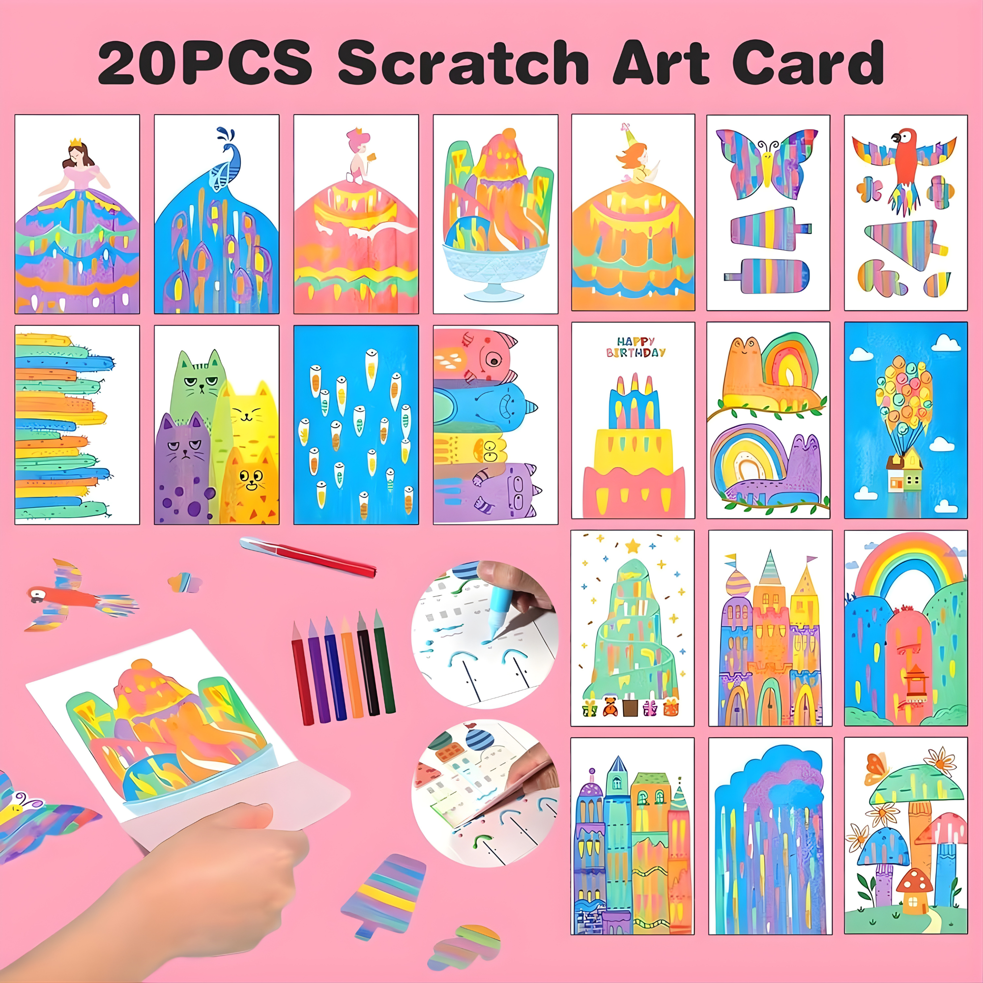 VividSwirl™ Scratch Art Kit — Ignite Your Child’s Pride with Mess-Free Rainbow Magic