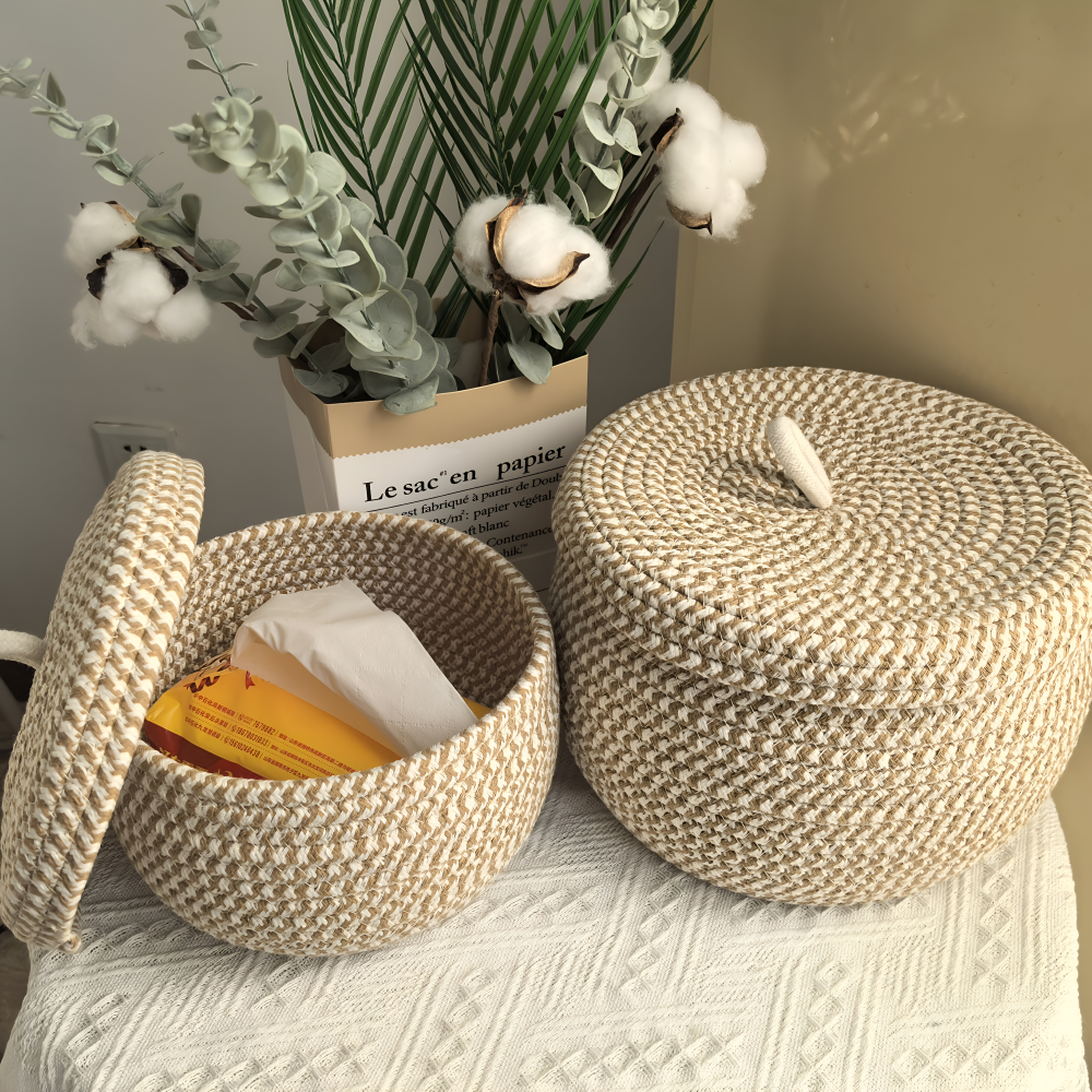 Handwoven Storage Basket | Round Wicker Basket | Boho Vibes | CasaWeave