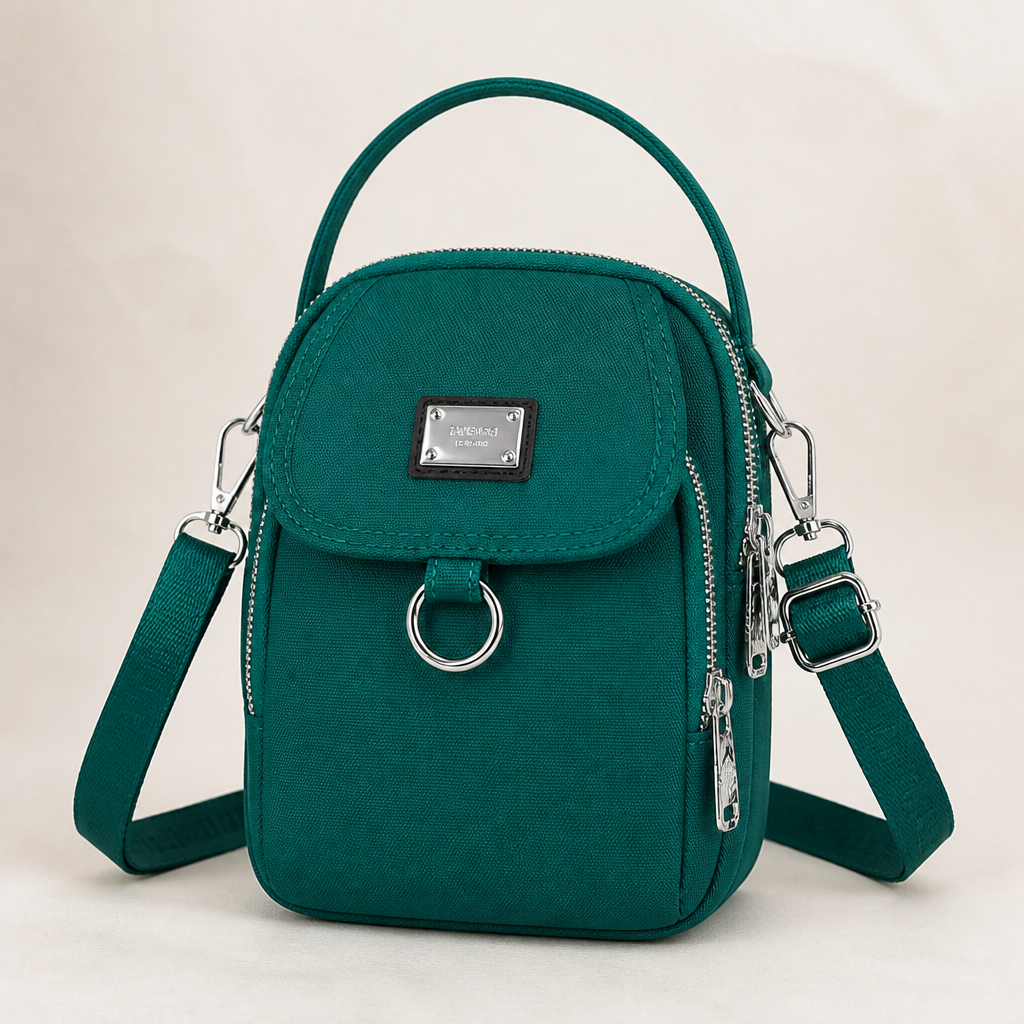 VeloTrek™ – Weatherproof Oxford Compact Triple-Zip Crossbody Bag