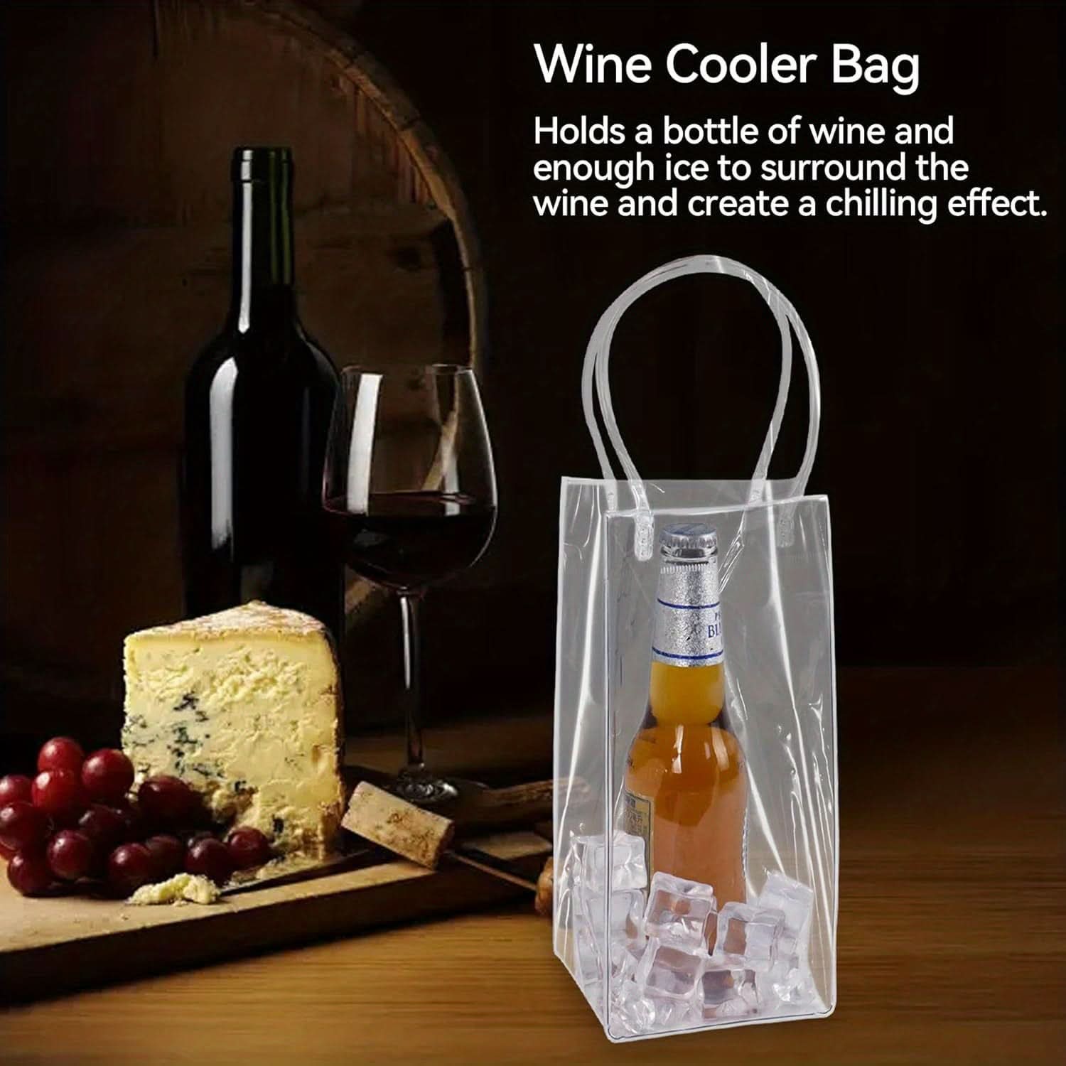 Portable PVC Wine Cooler Bag for Elegant Beverage Transport and Display