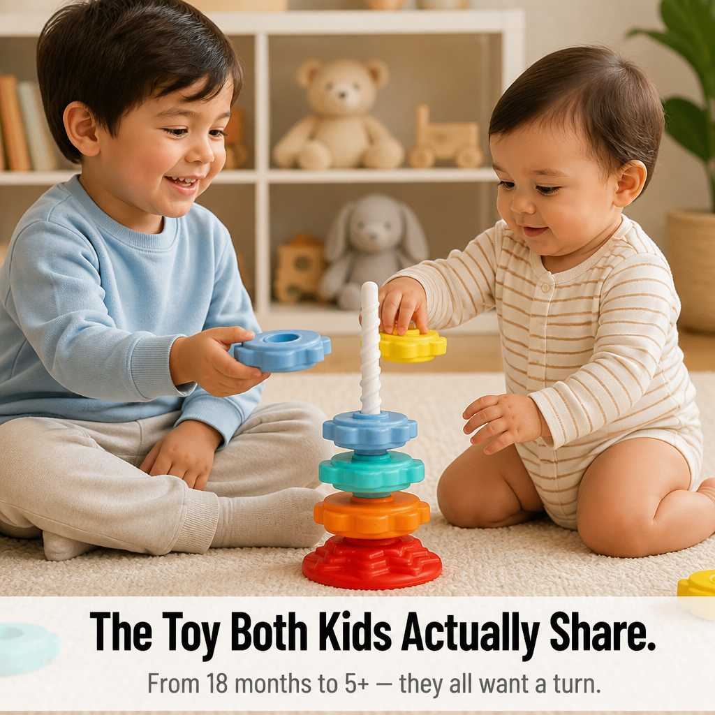 TwirliPlay™ — Twist Rainbow Discs Along a Spiral Pole Toddlers Won't Quit