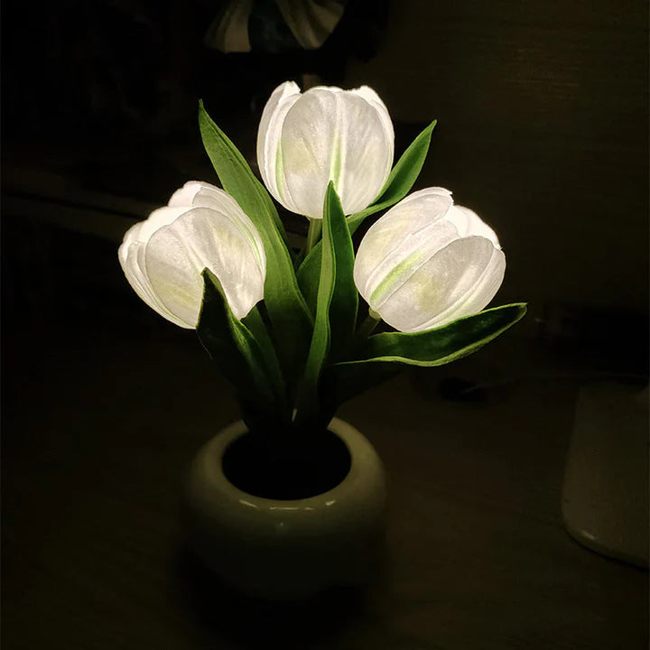 Tulip LED Desk Lamp in Ceramic Vase – Cozy Ambient Glow