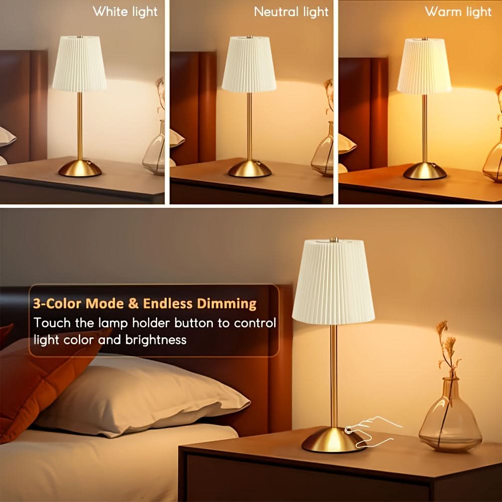 Rechargeable LED Table Lamp Set with Touch Control - 3 Color Modes