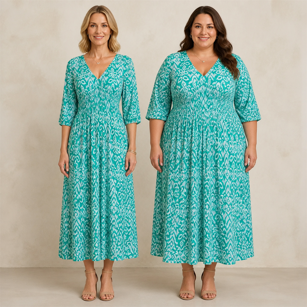 Serenelle™ Floral V-Neck Dress — Embrace Your Curves with Effortless, All-Day Confidence