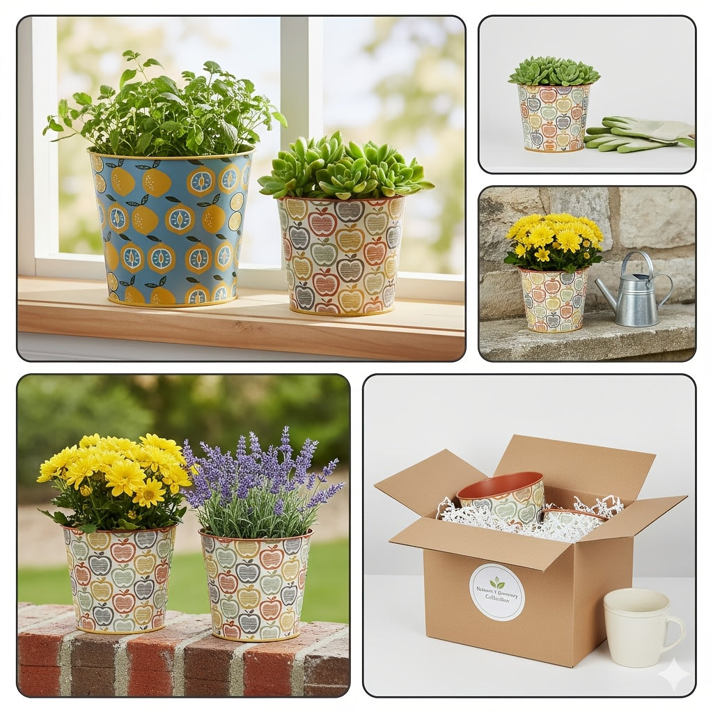 Charming Metal Planter Duo for Elegant Indoor Gardens