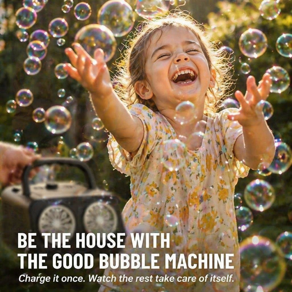 BubblyRush™ — Drench Every Backyard Bash With a Twin-Disc Bubble Storm