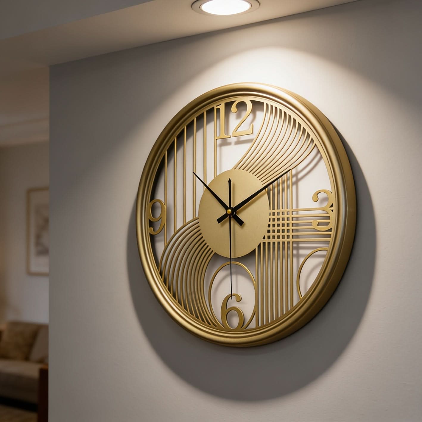40cm Silent Iron Wall Clock in Gold for Contemporary Home Decoration