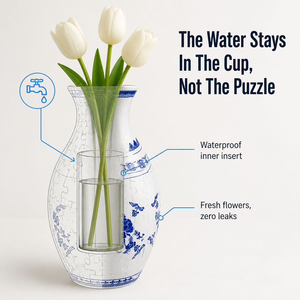 BloomCraze™ — Snap 160 Pieces Together to Create a Porcelain-Style Vase That Holds Real Flowers