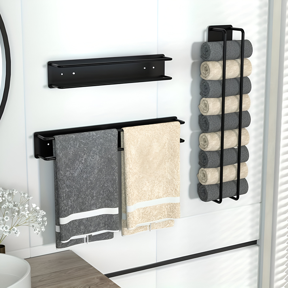 Towel Rack | Vertical Wall Organizer | Open Wire Basket | TowelStack