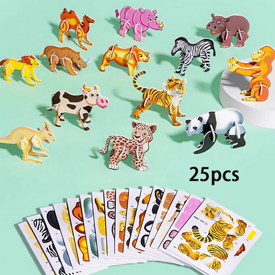 Educational 3D Puzzle Set – Cartoon Craft Activity for Kids
