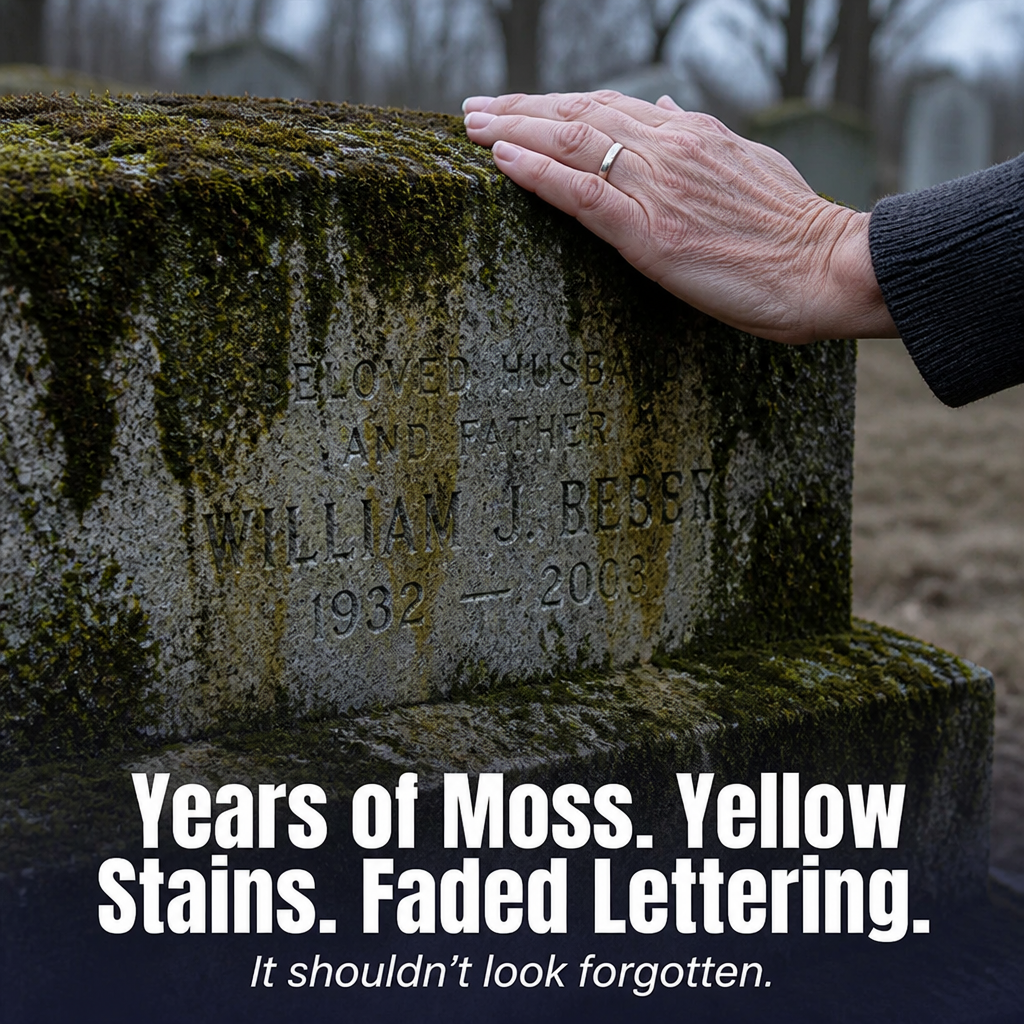 ReViveStone™ — Remove Moss, Algae & Yellow Stains From Memorial Stone Fast