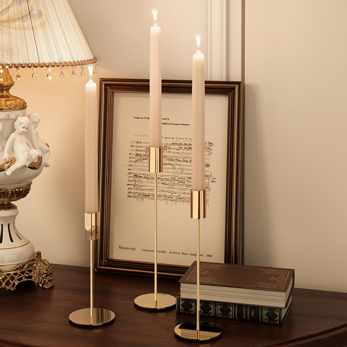 Gilded Elegance – Trio of Stunning Iron Candle Holders