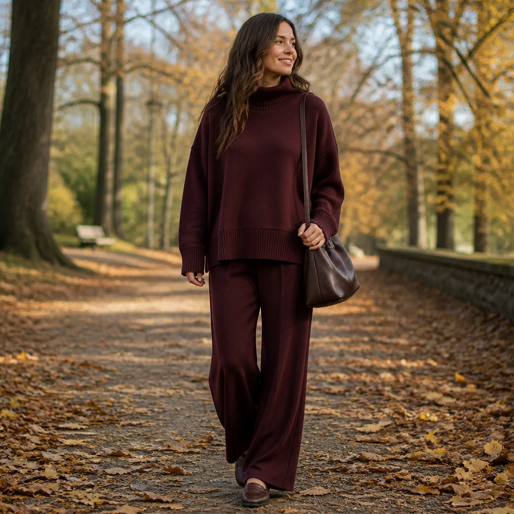 SilvaEase™ – Comfortable Oversized Sweater with Wide-Leg Pant Set