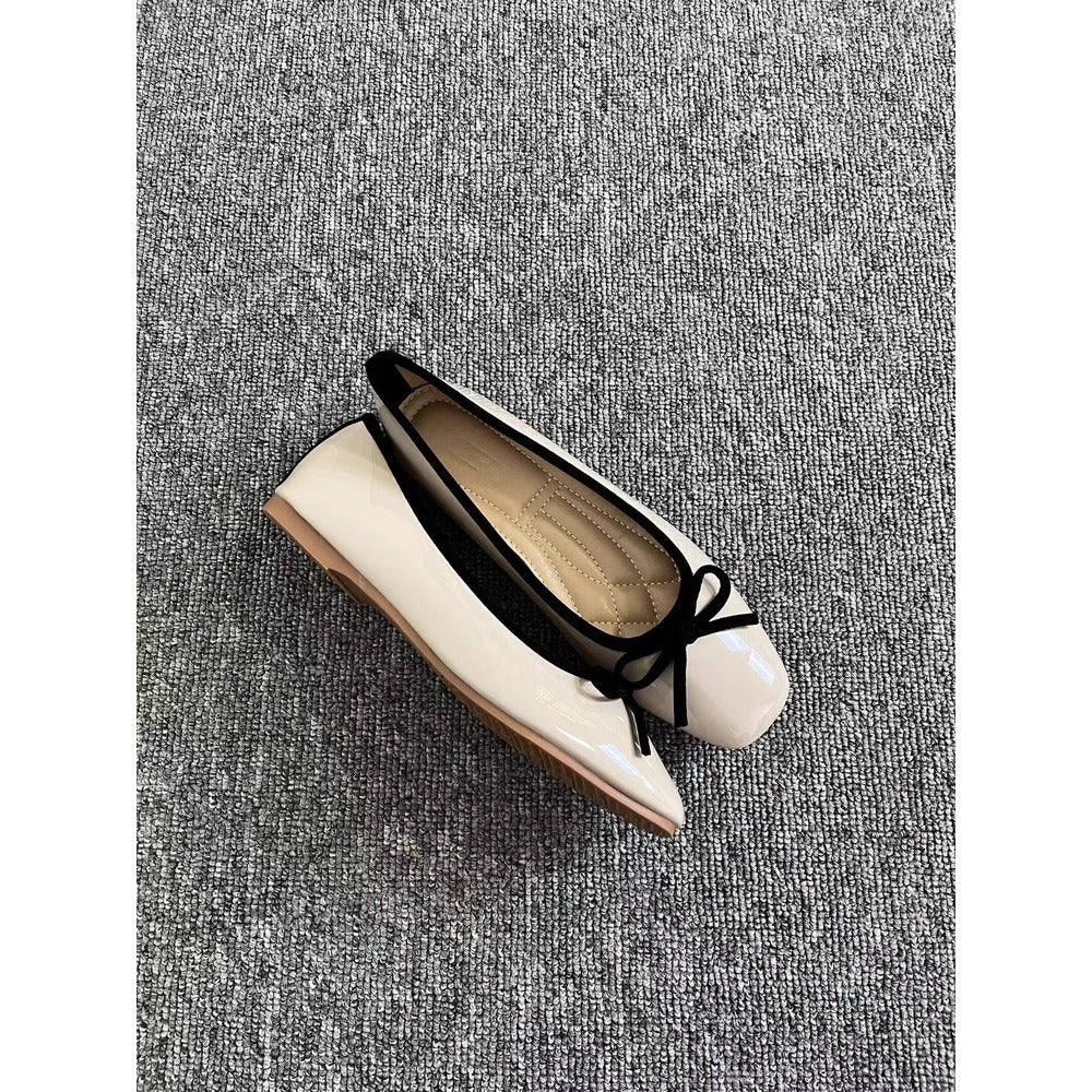 Chic Glossy Ballerina Flats for Women - Ruby Red