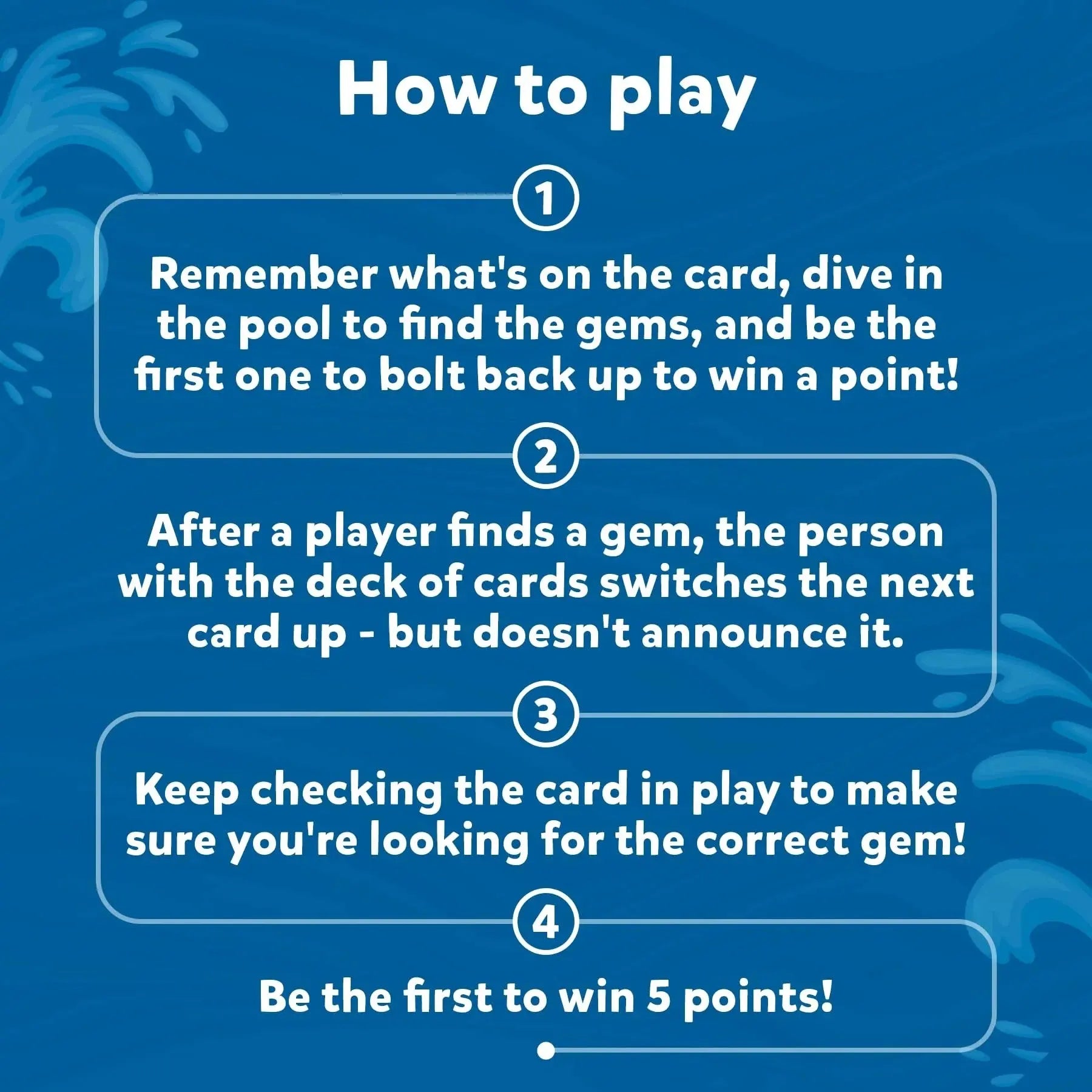 Underwater Pool Treasure Game with Cards and Waterproof Gems