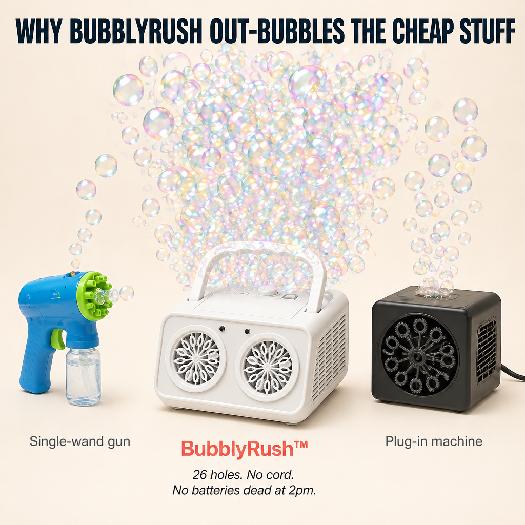 BubblyRush™ — Drench Every Backyard Bash With a Twin-Disc Bubble Storm