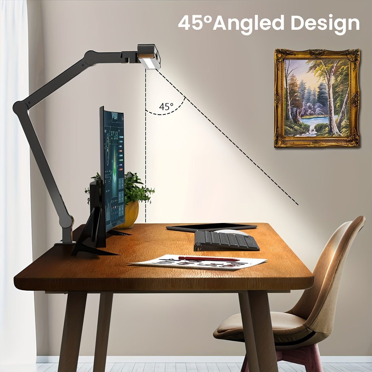 Tri-Head Adjustable LED Desk Light with Gesture Control