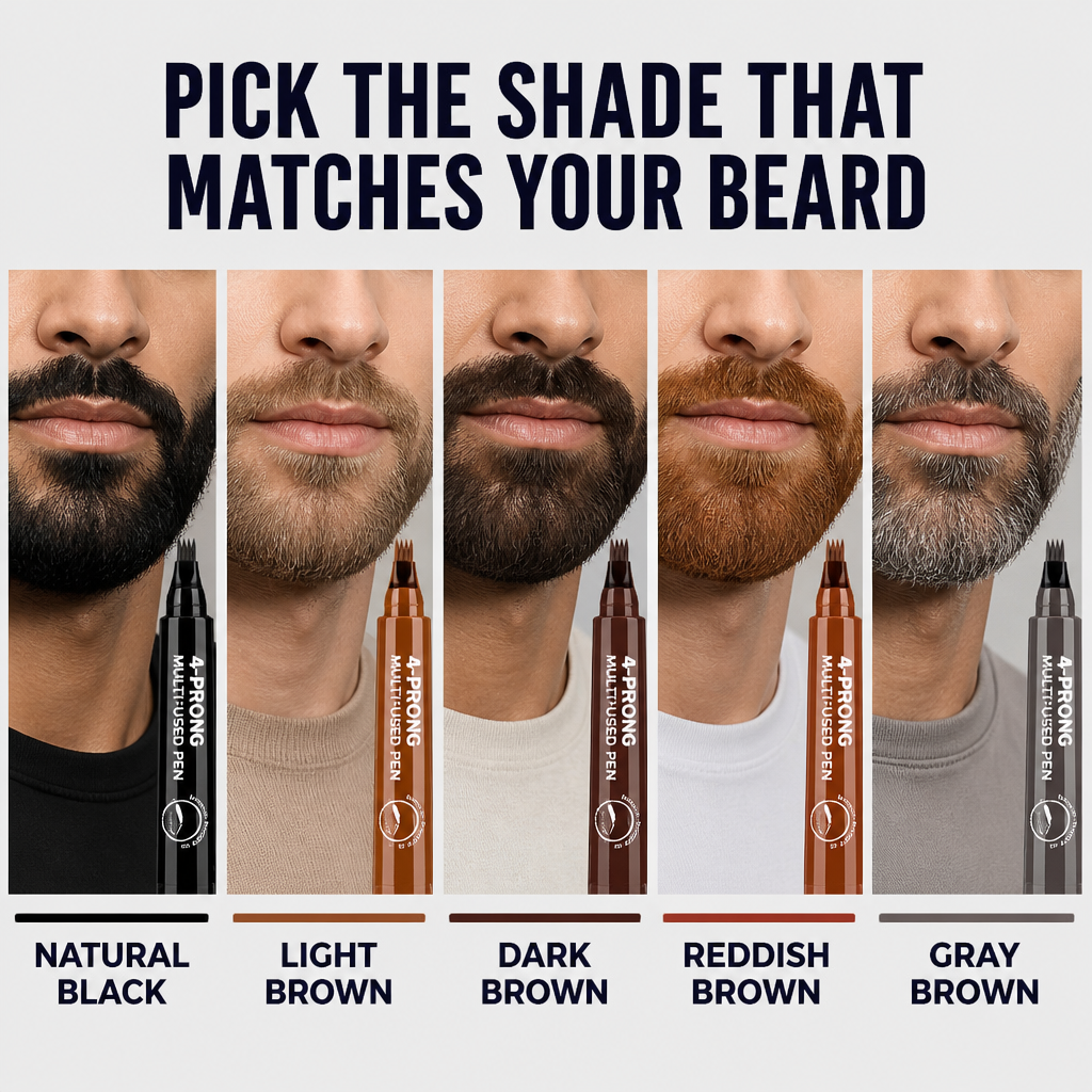 BrowAura™ — Instantly Cover Patchy Beard Areas Using Four Hair-Stroke Tips