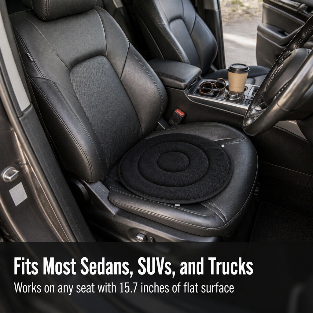 RevolveEase™ — Slide Into and Out of Any Seat Without the Knee-Twisting Grind