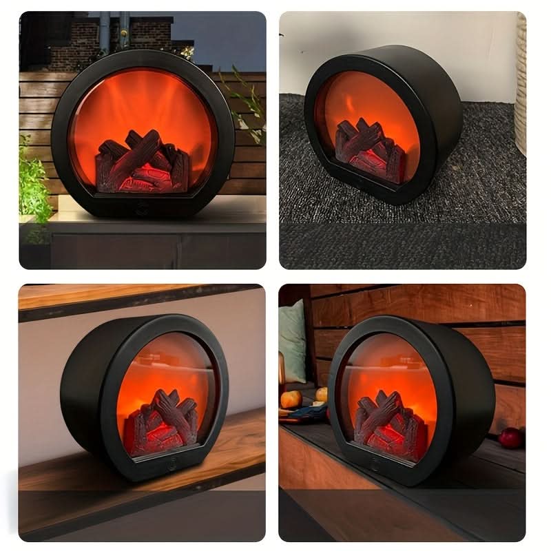 Dual-Power Decorative Fireplace Light for Indoor Ambiance and Holiday Decor