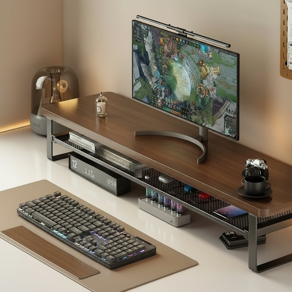Elevate Your Space - Dual-Layer Desk Organizer with Storage