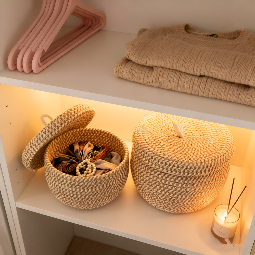 Handwoven Storage Basket | Round Wicker Basket | Boho Vibes | CasaWeave