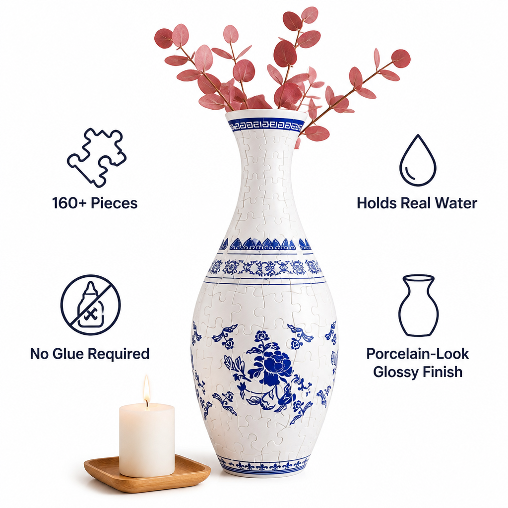 BloomCraze™ — Snap 160 Pieces Together to Create a Porcelain-Style Vase That Holds Real Flowers