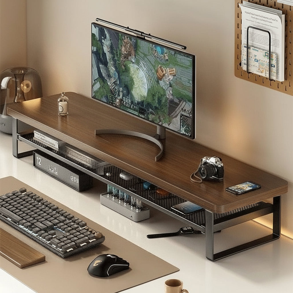 Elevate Your Space - Dual-Layer Desk Organizer with Storage
