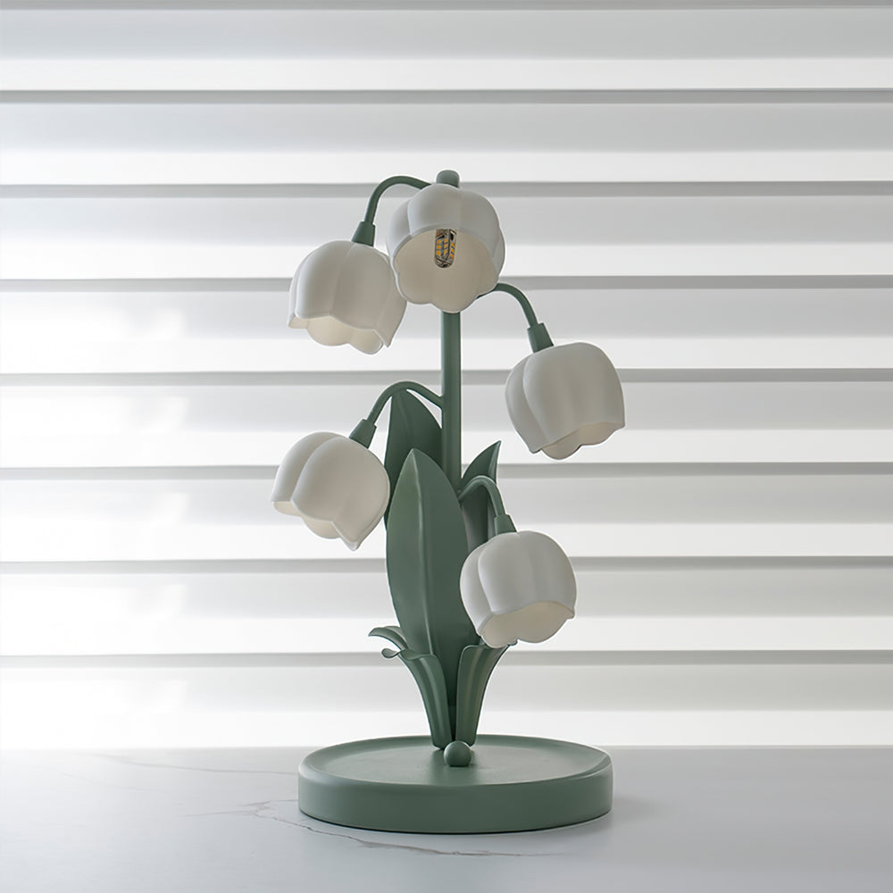 Table lamp featuring a bell orchid