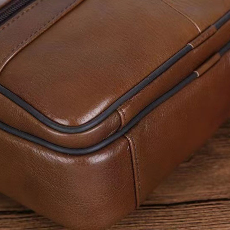 Men's Luxe Cowhide Crossbody Bag with Adjustable Strap