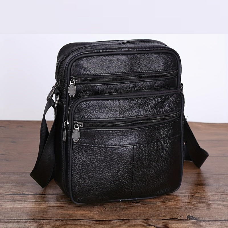 Men's Luxe Cowhide Crossbody Bag with Adjustable Strap