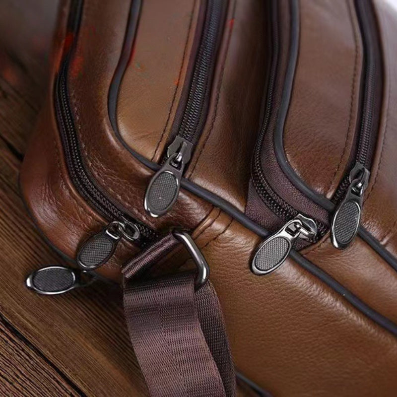 Men's Luxe Cowhide Crossbody Bag with Adjustable Strap