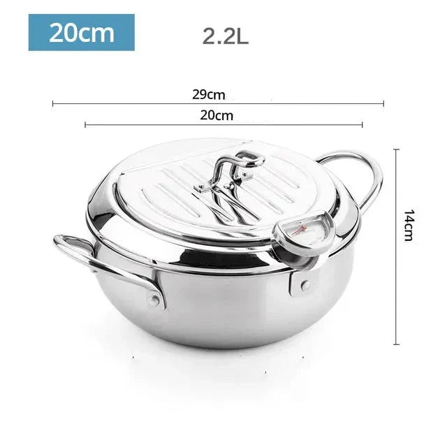 Stainless Steel Deep Fryer with Precision Thermometer