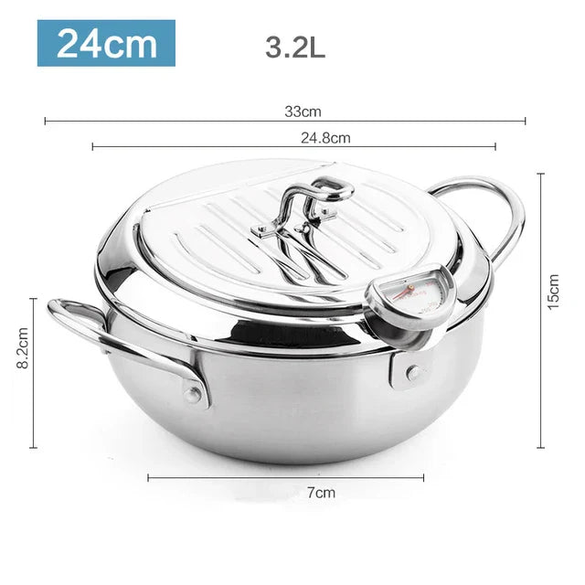 Stainless Steel Deep Fryer with Precision Thermometer