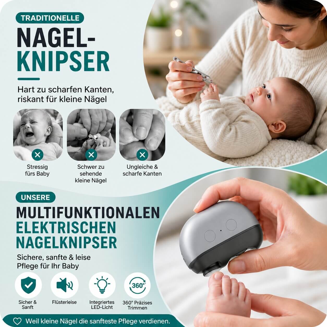Rechargeable Nail Clipper with LED Light for Precision Trimming