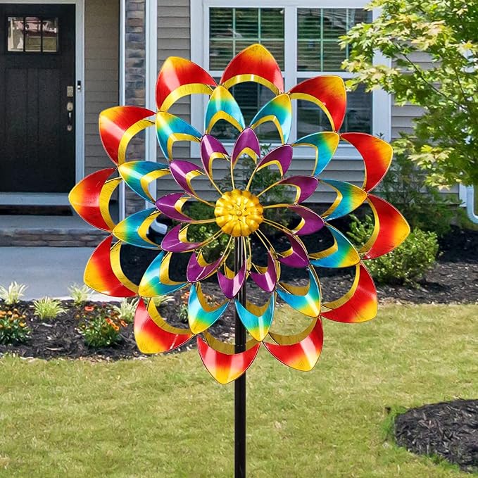 Vibrant Metal Garden Spinner | Decorative Wind Sculpture