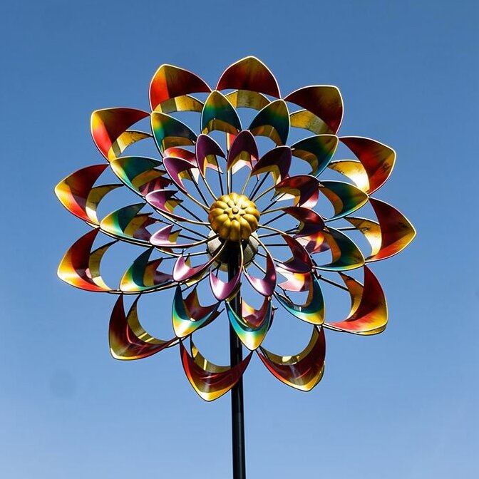 Vibrant Metal Garden Spinner | Decorative Wind Sculpture
