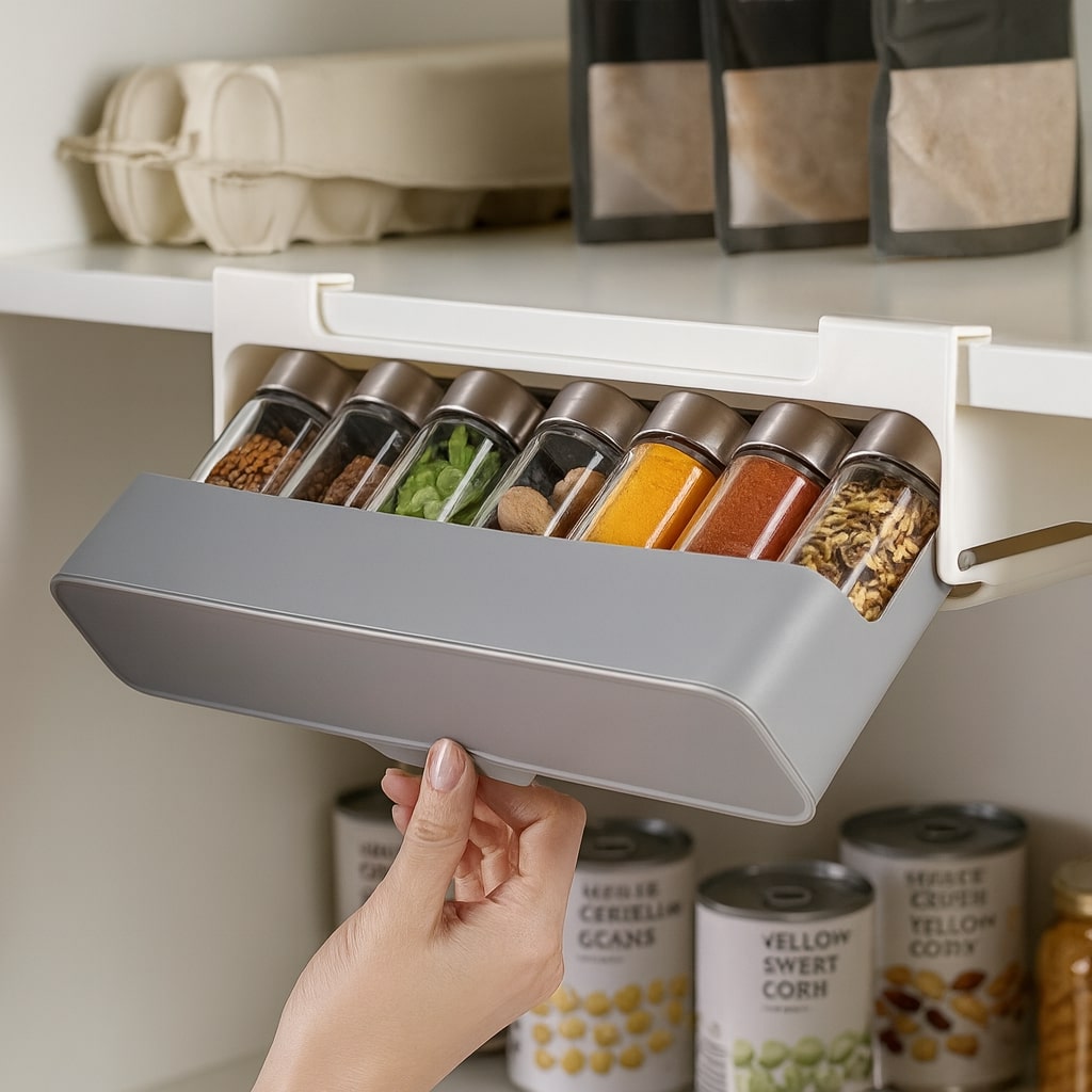 Smart Spice Rack | Under-Shelf Organizer for Kitchen Clarity