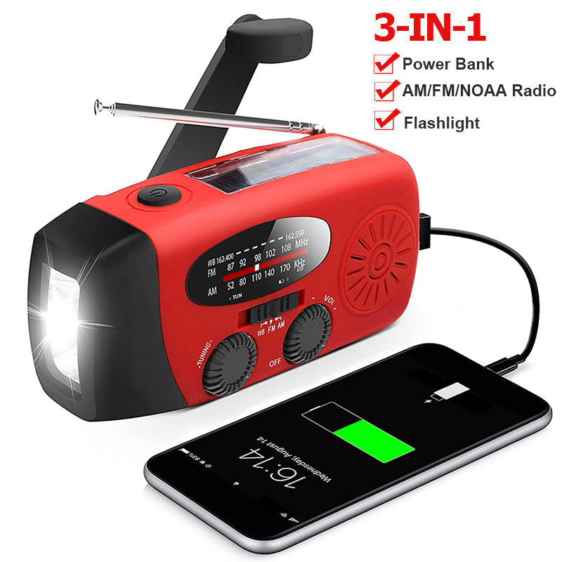 Emergency Ready Radio – Hand Crank, Solar, Light & Charger