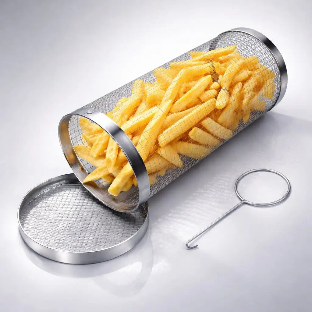 Stainless Steel Rotating Grill Basket for Perfect BBQ