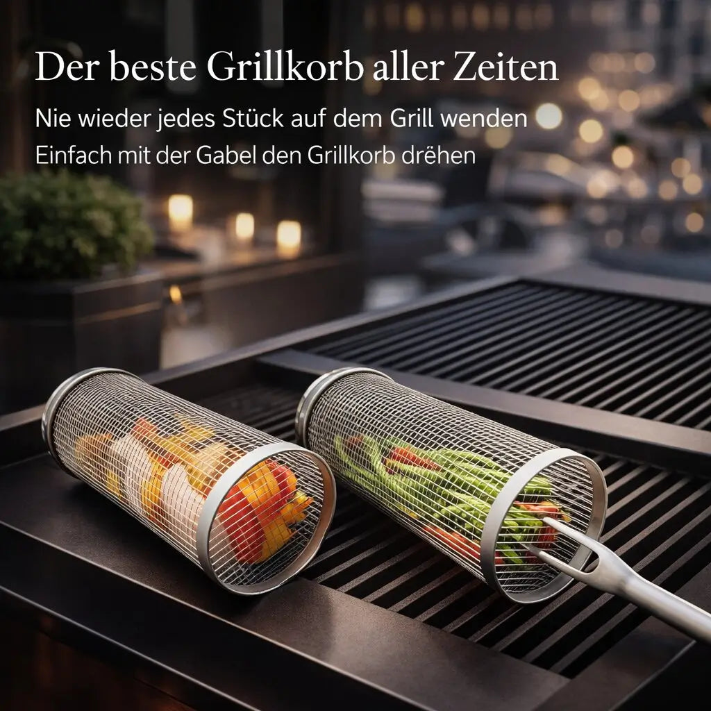 Stainless Steel Rotating Grill Basket for Perfect BBQ