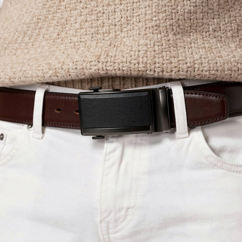 Adjustable Leather Belt for Men | No-Hole Design