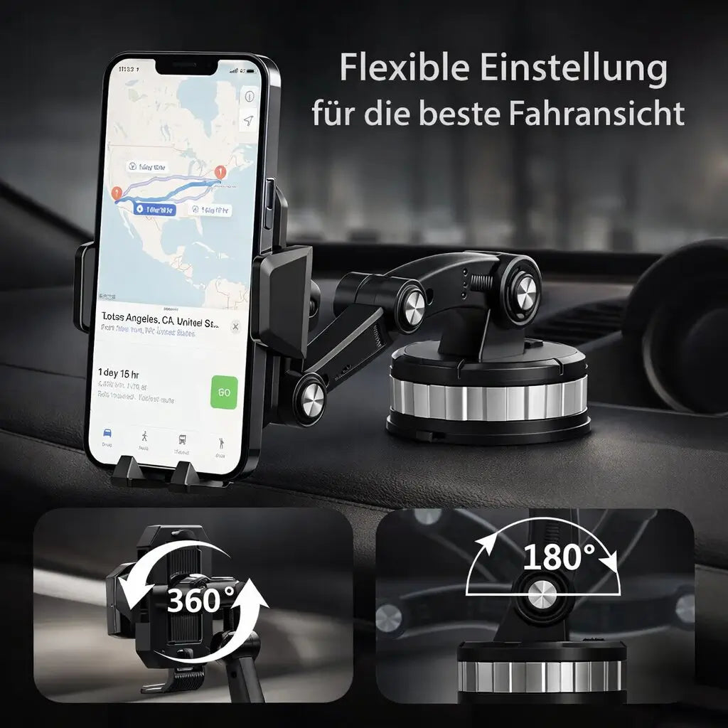 Smart Auto Phone Mount with Suction Cup & 360° Rotation
