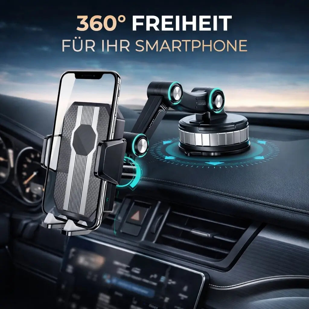 Smart Auto Phone Mount with Suction Cup & 360° Rotation