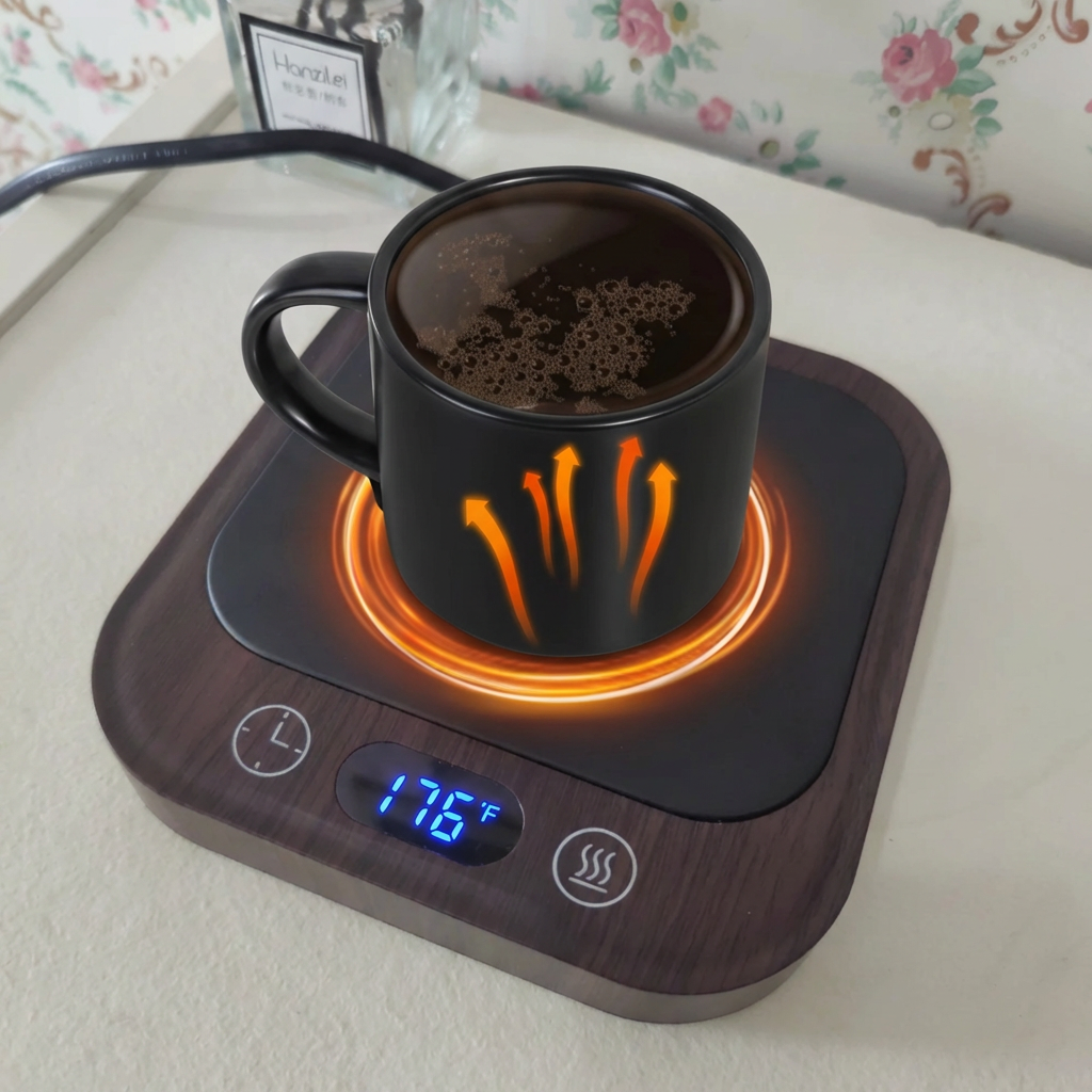 Ceramic Mug Warmer Set with Customizable Heat Control