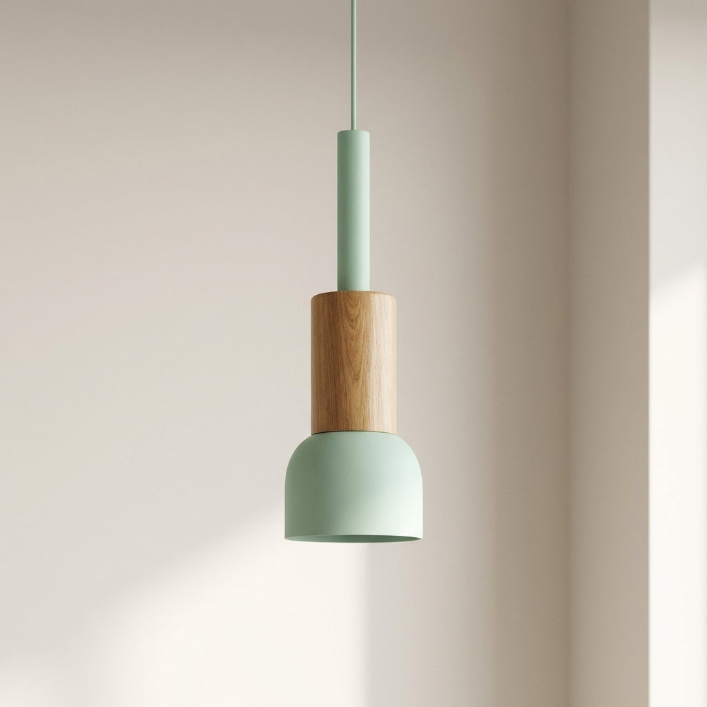Stylish Adjustable Pendant Light with Wooden Accent