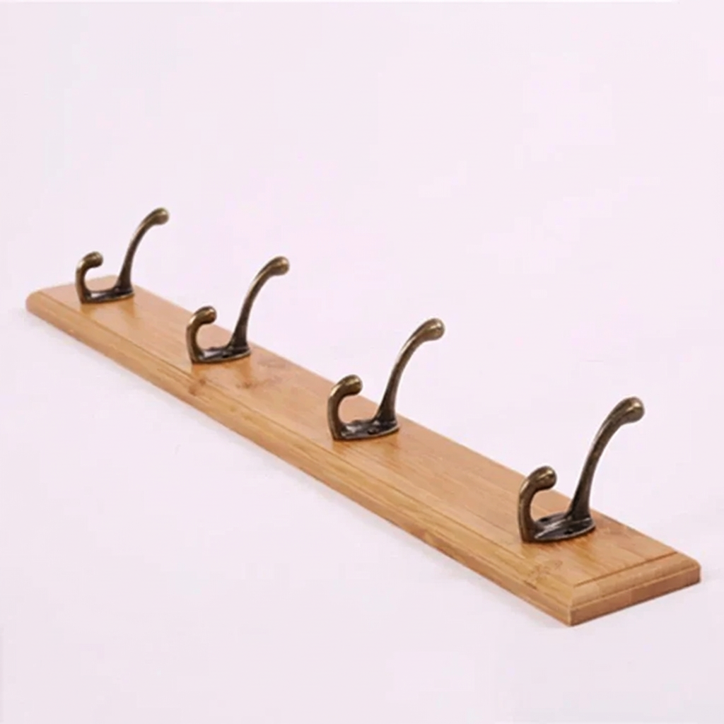 Stylish Wooden Wall Rack with 4-5 Hooks for Organized Living