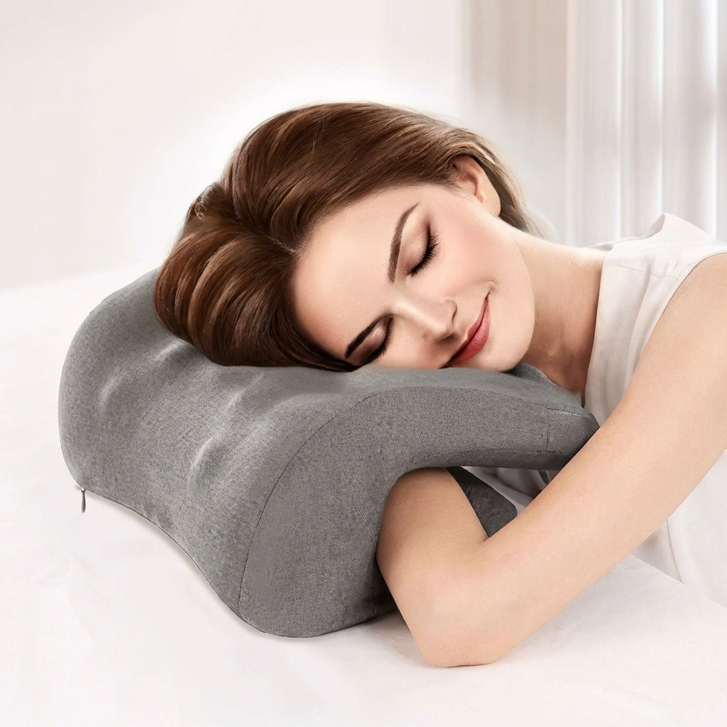 ErgoComfort Memory Foam Neck Support Pillow with Antibacterial Cover